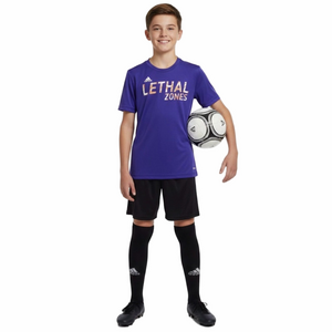 Adidas Climalite Lethal Zones Soccer Drifit Althetic Short Sleeved Purple Top